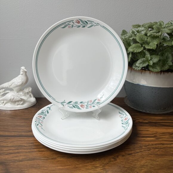 Corelle Vitrelle Rosemarie 6 Dinner Plates 10.25" Pink Flowers - Picture 9 of 10